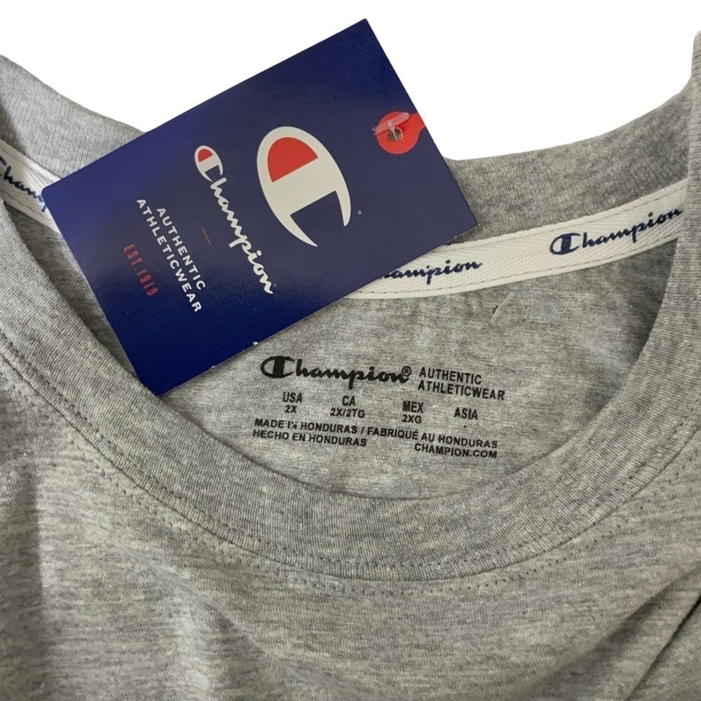 Champion Tee Shirt Graphic Logo Short Sleeve Crew Neck Boxy Grey Women’s Plus 2X - Picture 15 of 16
